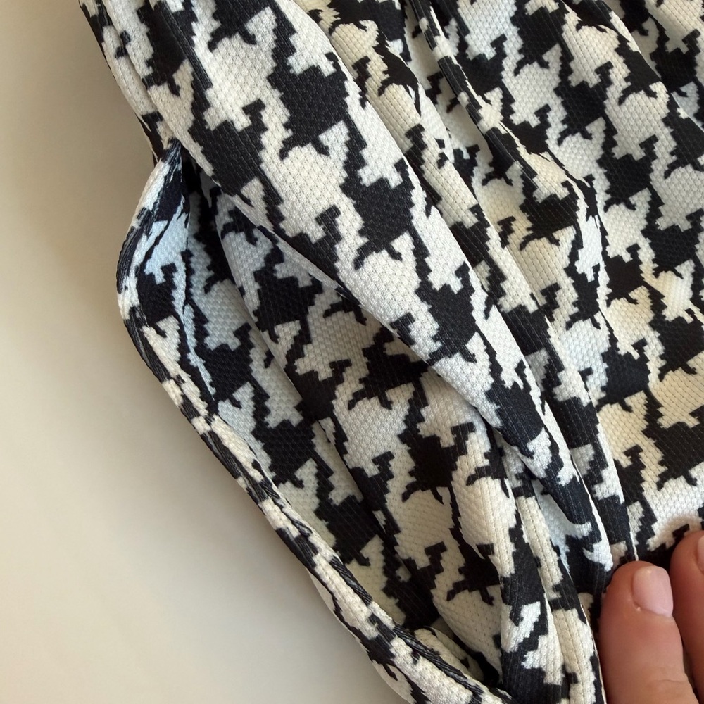 Oshoplive Black White Houndstooth Pull-On Wide Leg Cropped Pants XL Stretch - Picture 9 of 9